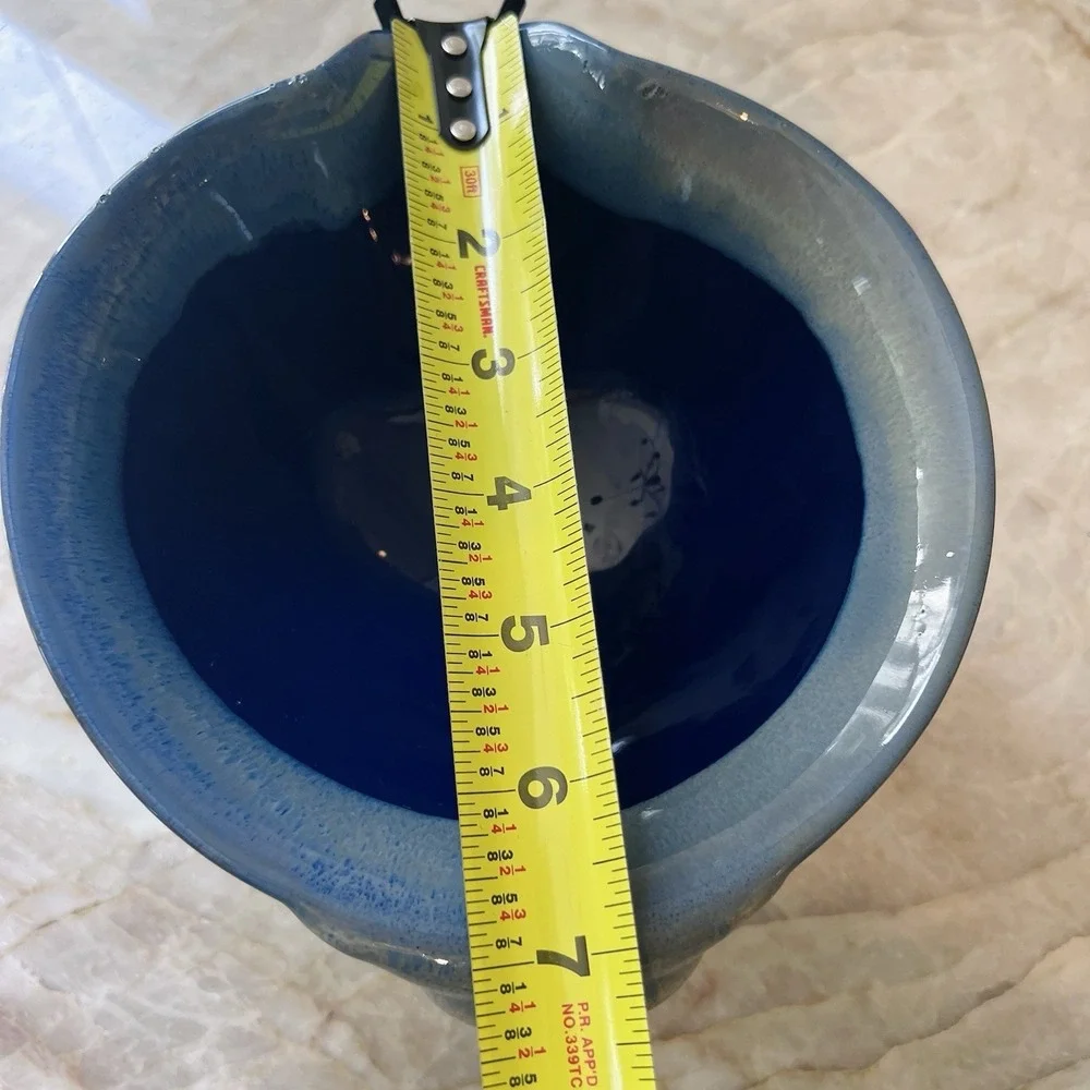Vintage Tumbleweed Pottery Blue Art Pottery Serving Bowl Ceramic Scalloped Rim